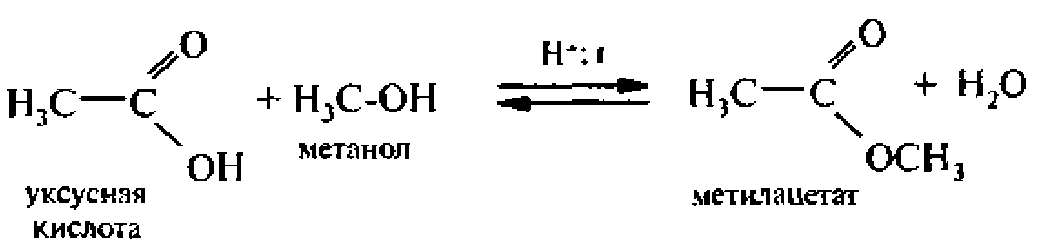 Реакция уксусной кислоты и метилового спирта